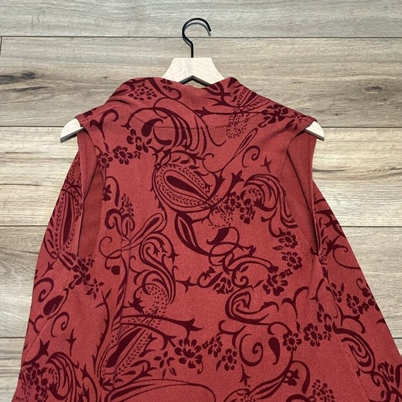 Soft Surroundings Waterfall Sweater Vest SZ Large Open Front Sleeveless Red - Picture 9 of 10